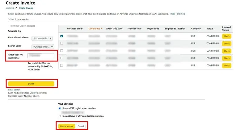 How to submit an invoice on Amazon EU Vendor Central? Image 6