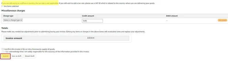 How to submit an invoice on Amazon EU Vendor Central? Image 8