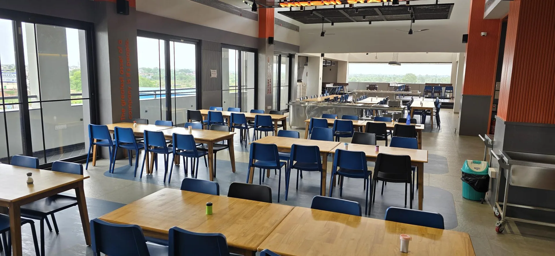 The serving end of the top-floor cafeteria
