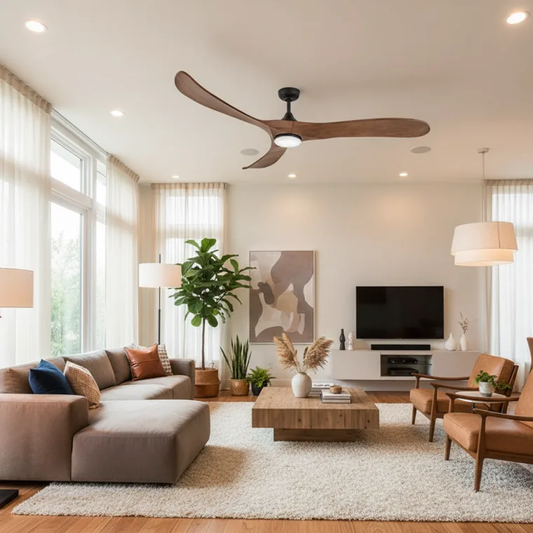 The same fan in a generated living room interior